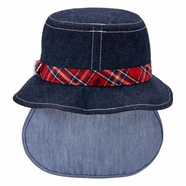 ミキハウス mikihouse 日除け付き デニム 帽子 M 50-52cm インディゴブルー 33