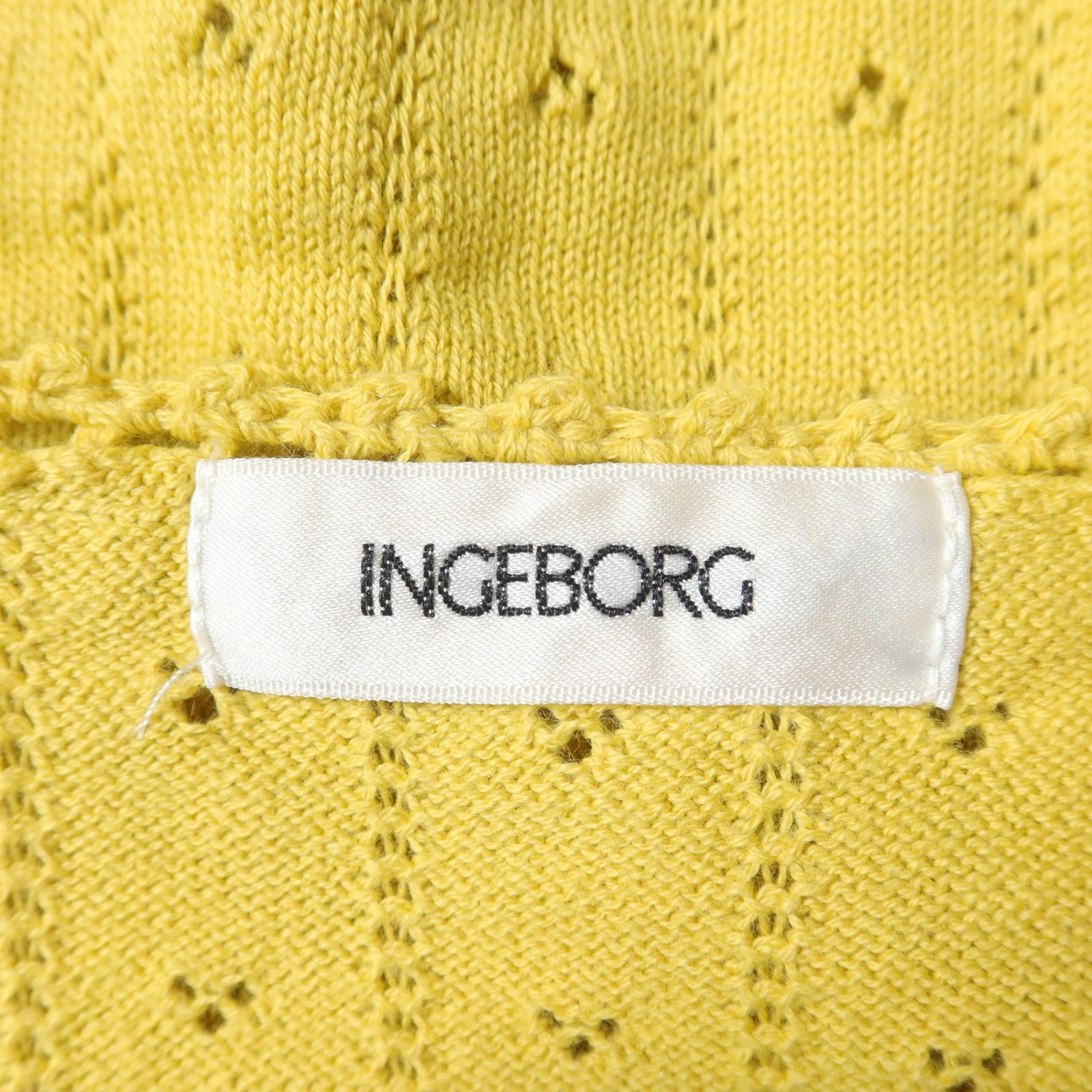 INGEBORG - 【美品！】インゲボルグ INGEBORG★お花モチーフ半袖ニット ピコレース風 サイズ3(9号) イエロー系 z13754 美品！】インゲボルグ INGEBORG☆お花モチーフ半袖ニット