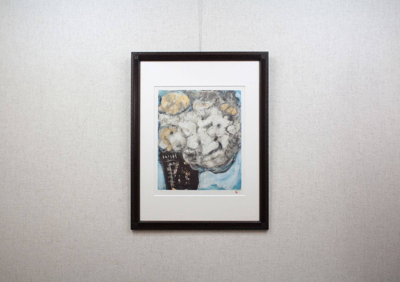 三岸節子『花』リトグラフ【真作保証】 絵画 三岸節子「茶の花」リトグラフ 絵画買取・販売の小竹美術
