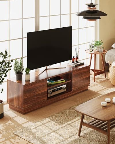 WLIVE テレビ台 ローボード テレビボード 収納 ロータイプ 幅110 高さ33cm tv台 tvボード 43インチ対応 24-47型対応 扉付き 大容量収納スペース ブラウン WWW_MEBLE-SODAR_PL