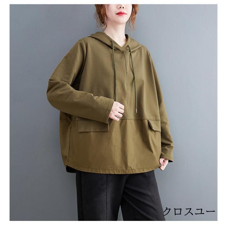 パーカー Tシャツ レディース ブラウス 春秋 フード付き 長袖 シャツブラウス トップス 着心地 切り替え 大人 ゆったり 体型カバー 着痩せ カジュアル 着回し パーカー Tシャツ レディース ブラウス 春 夏 秋 リネン フード