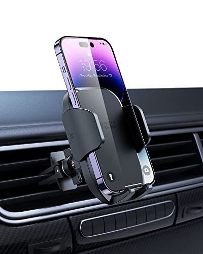 エアコン吹き出し口 YOSH スマホホルダー 車 エアコン吹き出し口 二重ロック クリップ メモリーパネル 硬度強化 穏やかな三角構造 落ちない 片手操作 多機種対応 6.8インチ対応 For iPhone 15 14 13