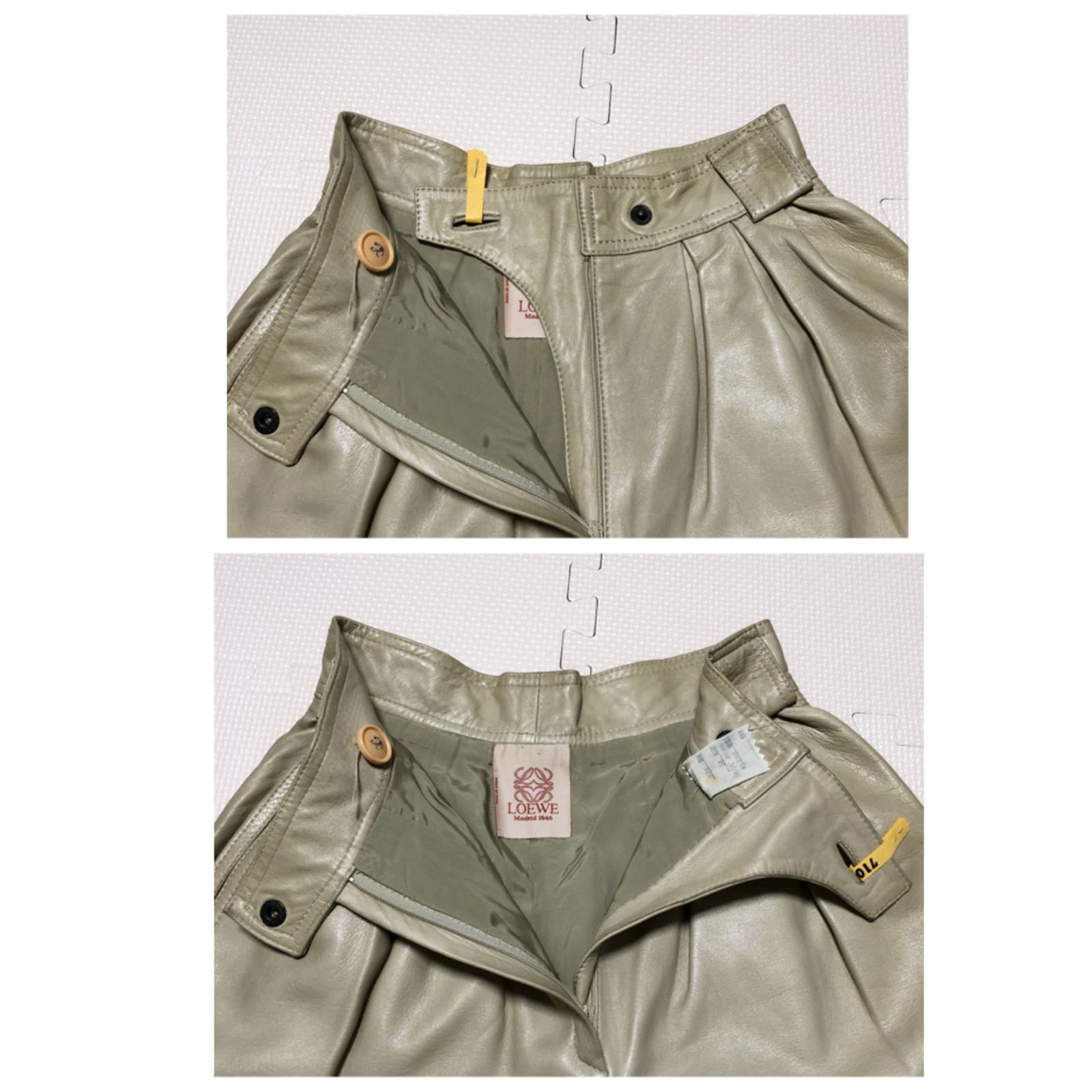 □希少□LOEWE ロエベ レザーパンツ size38(S) スペイン製 裏地 □希少□LOEWE ロエベ レザーパンツ size38(S) スペイン製 裏地
