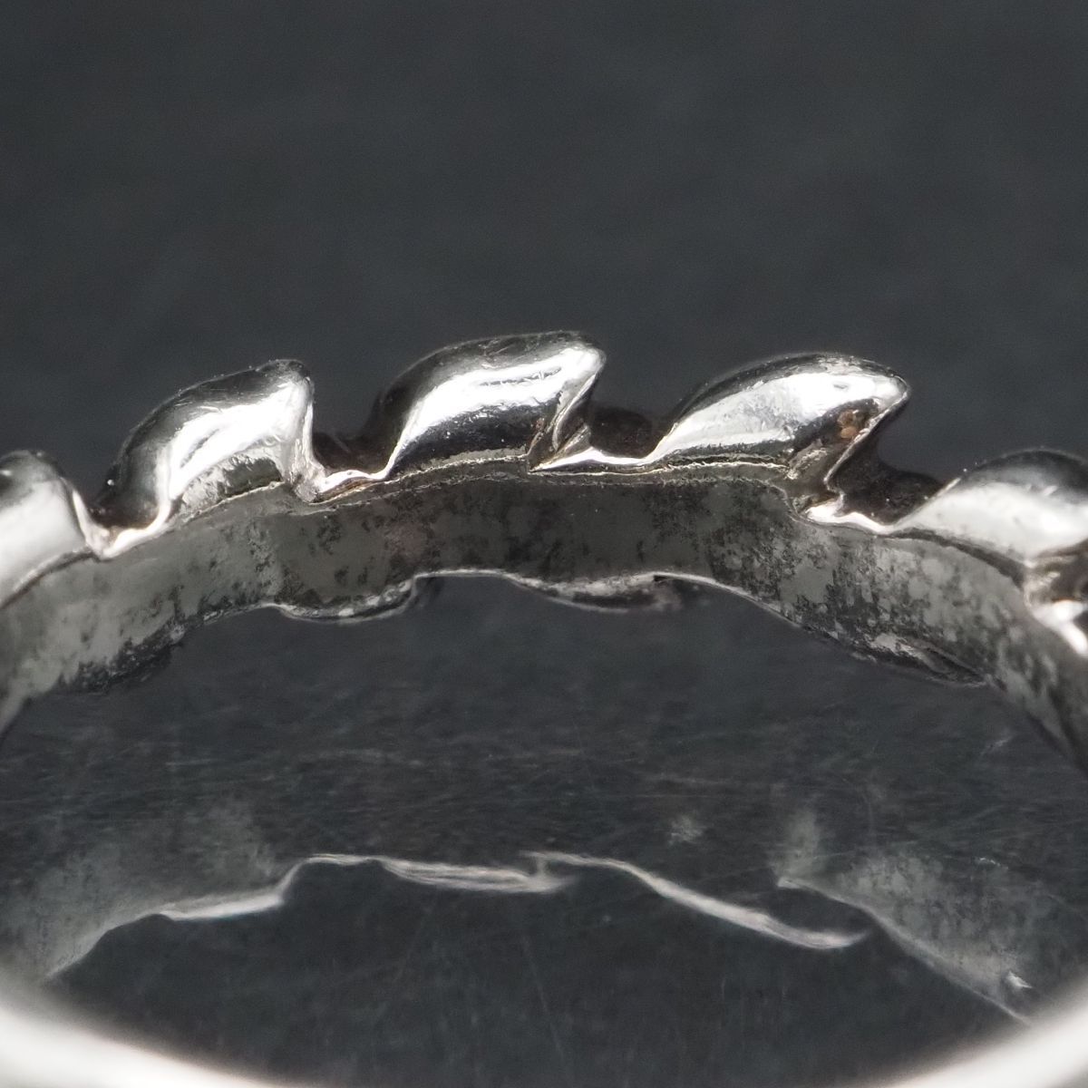 F734 ヴィンテージ SILVER刻印 リング リーフ デザイン シルバー