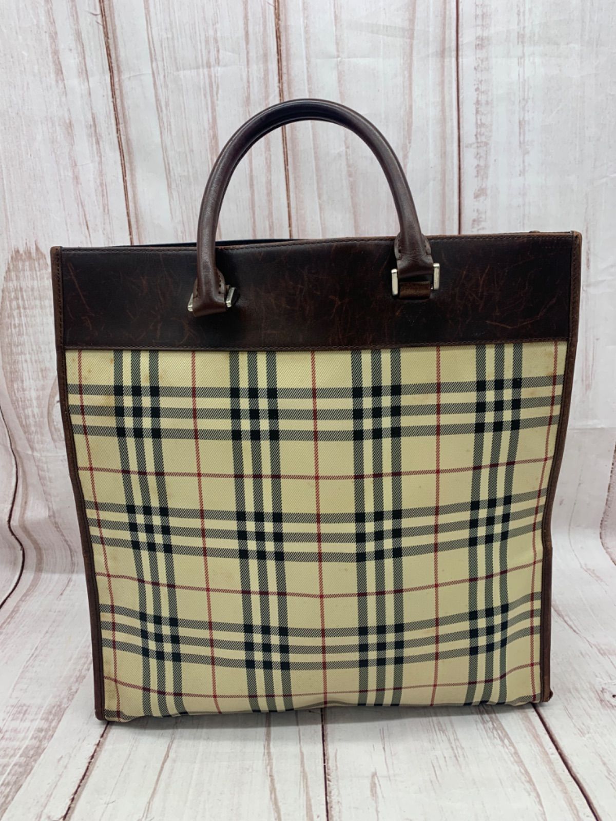 BURBERRY バーバリー バッグ　ノバチェック　A4サイズ収納可能 BURBERRY バーバリー キャンバス×レザー ノバチェック