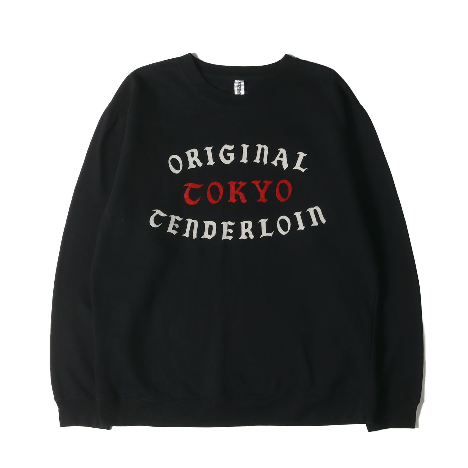 美品 TENDERLOIN テンダーロイン スウェット サイズ:XL 本店限定 フロッキープリント スウェットシャツ SWEAT BAD ブラック 黒  トップス トレーナー【メンズ】