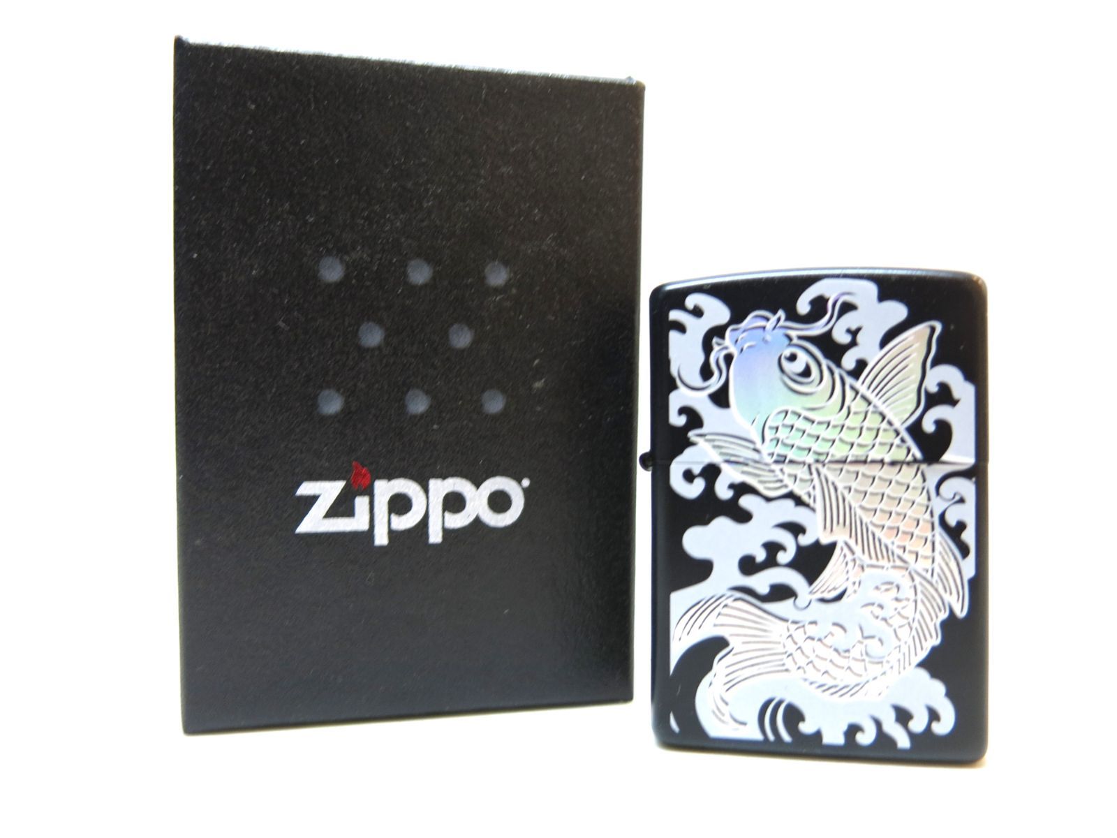 2/7値下げ MER472 ZIPPO（ジッポー）ライター 鯉  黒　箱付き