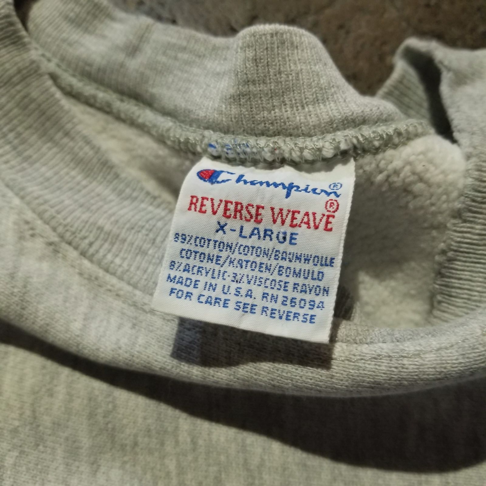 Champion 90s REVERSE WEAVE 3連プリント スウェット XL グレー 