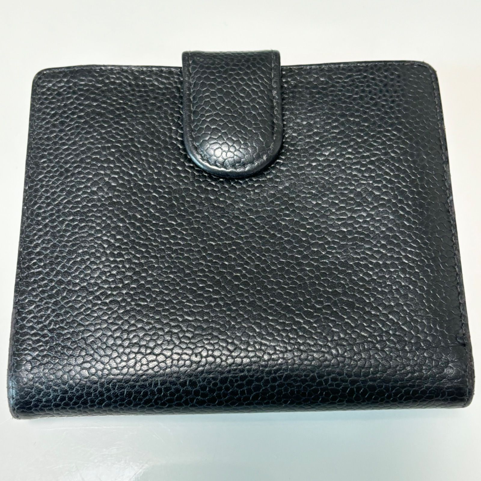 送料無料】CHANEL/シャネル/二つ折り財布/ブラック/キャビアスキン