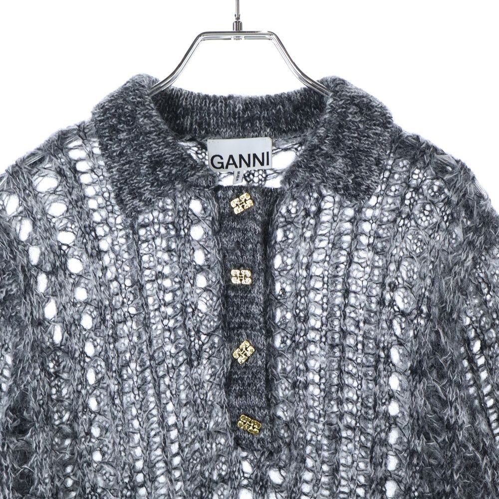 ローゲージニット長袖ポロシャツ