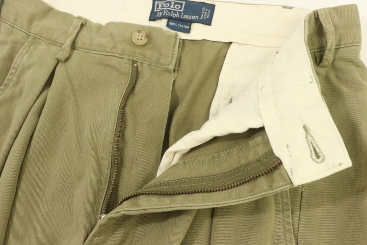 【中古】 Polo by Ralph Lauren メンズチノパン -- チノパン Polo by Ralph Lauren W34×L30 カーキ リサイズ