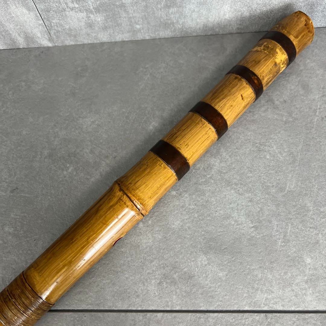 人気 尺八 琴古流 バチ型 銘あり 江童 1印 2尺1寸 5孔 籐巻 真竹