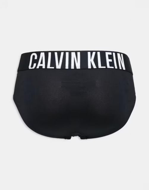 カルバンクライン メンズ ブリーフパンツ アンダーウェア Calvin Klein Intense Power 3 pack briefs in black with blue gray waistbands B- CARNIVAL BL WHI