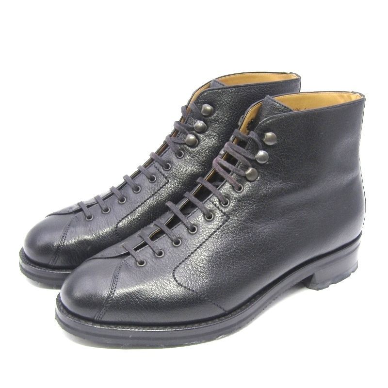 F.LLI Giacometti フラテッリジャコメッティ 40 モンキーブーツ FG496 ゴートスキン レーストゥトゥ ヤギ革 ブラック 黒 35004828
