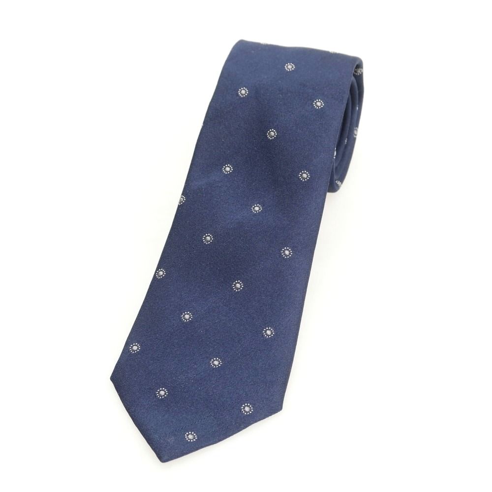 ブルネロクチネリ Brunello Cucinelli シルク 小紋柄ネクタイ ネイビー メンズ