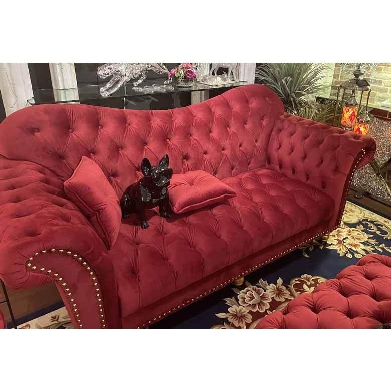 1Pソファ ベルベット レッド デラックスソファ 着脱式 ベンチソファの