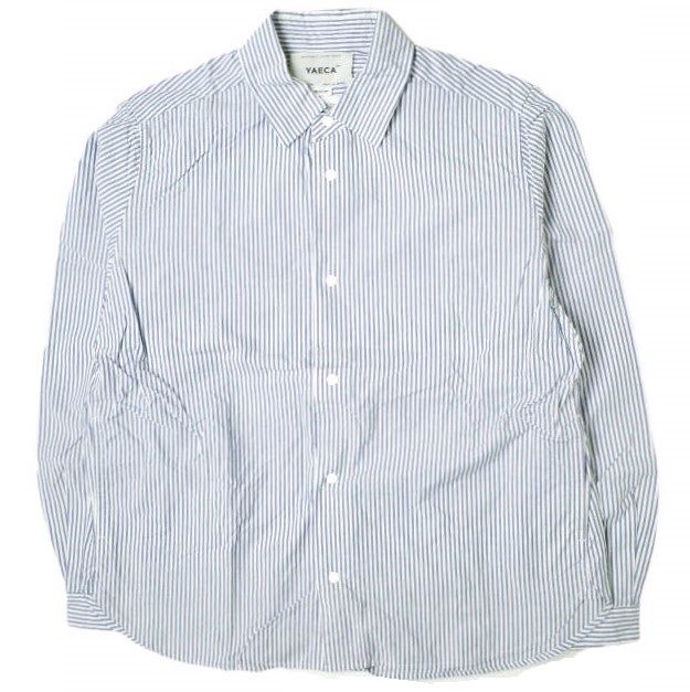 【美品】YAECA / コンフォート ロング ワイド シャツ 青 ストライプ 美品】YAECA / コンフォート ロング ワイド シャツ 青