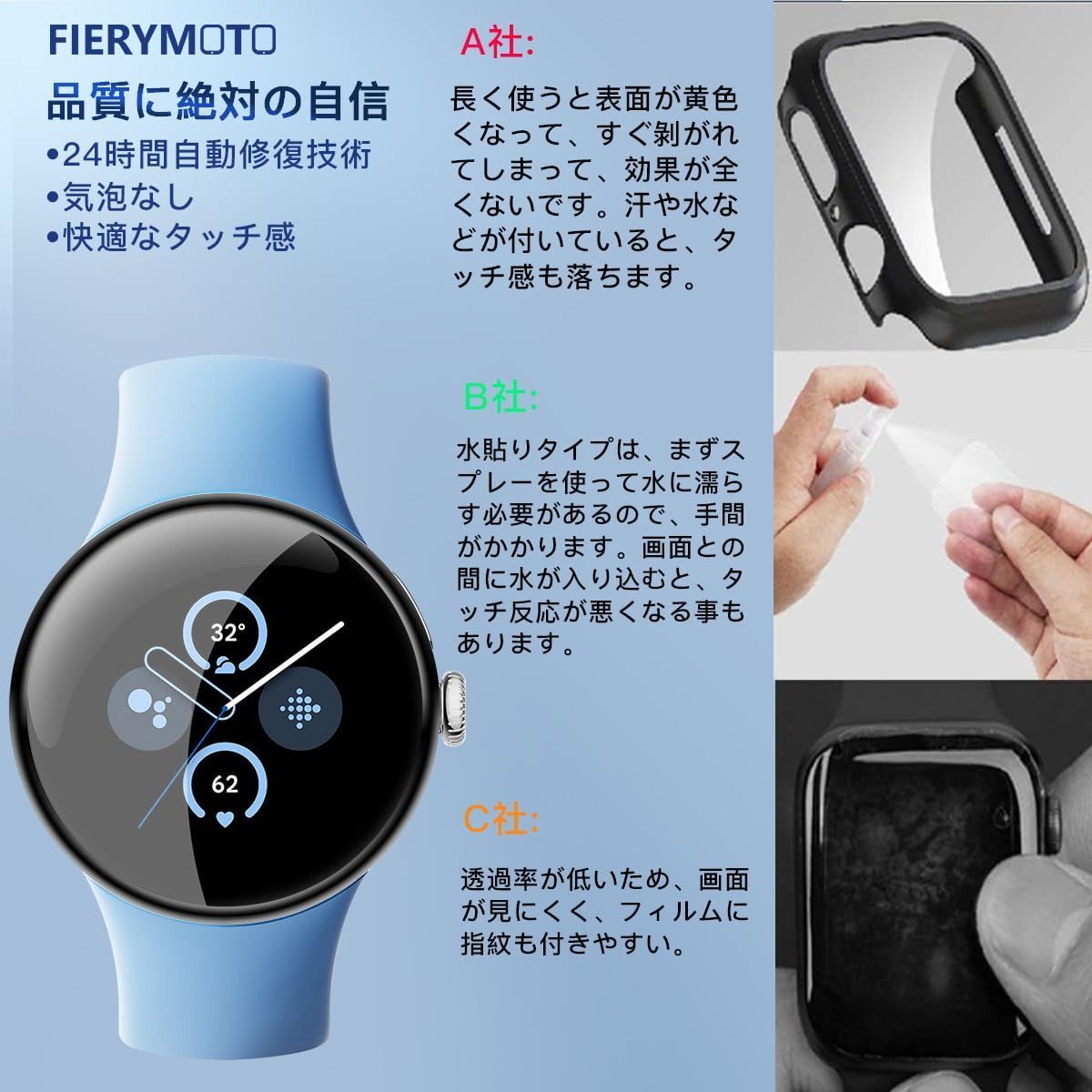 セール中】 ?For Google Pixel Watch 2 / Pixel Watch 【Fierymoto 3枚セット】 用 Google  Pixel - メルカリ