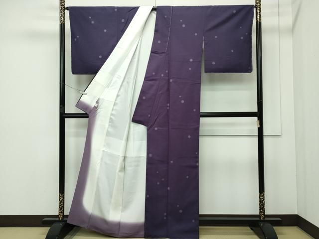 平和屋本店■極上　結城紬　求兵衛　丸文　濃鼠色地　証紙付き　逸品　未使用　CZAA2242s5 平和屋本店□極上 結城紬 求兵衛 丸文 濃鼠色地 証紙付き 逸品 未使用