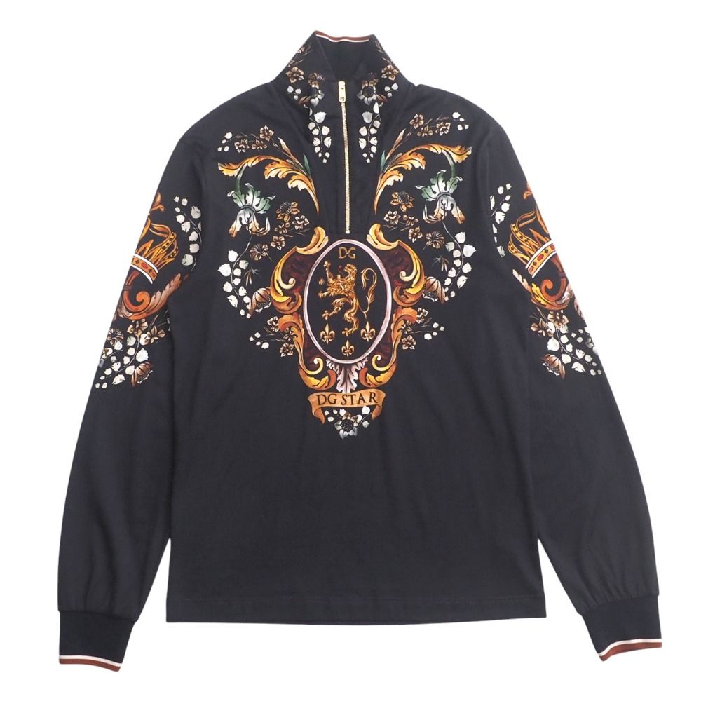 DOLCE-GABBANA ドルチェアンドガッバーナ カットソー サイズ46 DGSTAR ハイネック ハーフジップ トップス 花柄 長袖 イタリア製 ブランド古着 20250514|RA4670