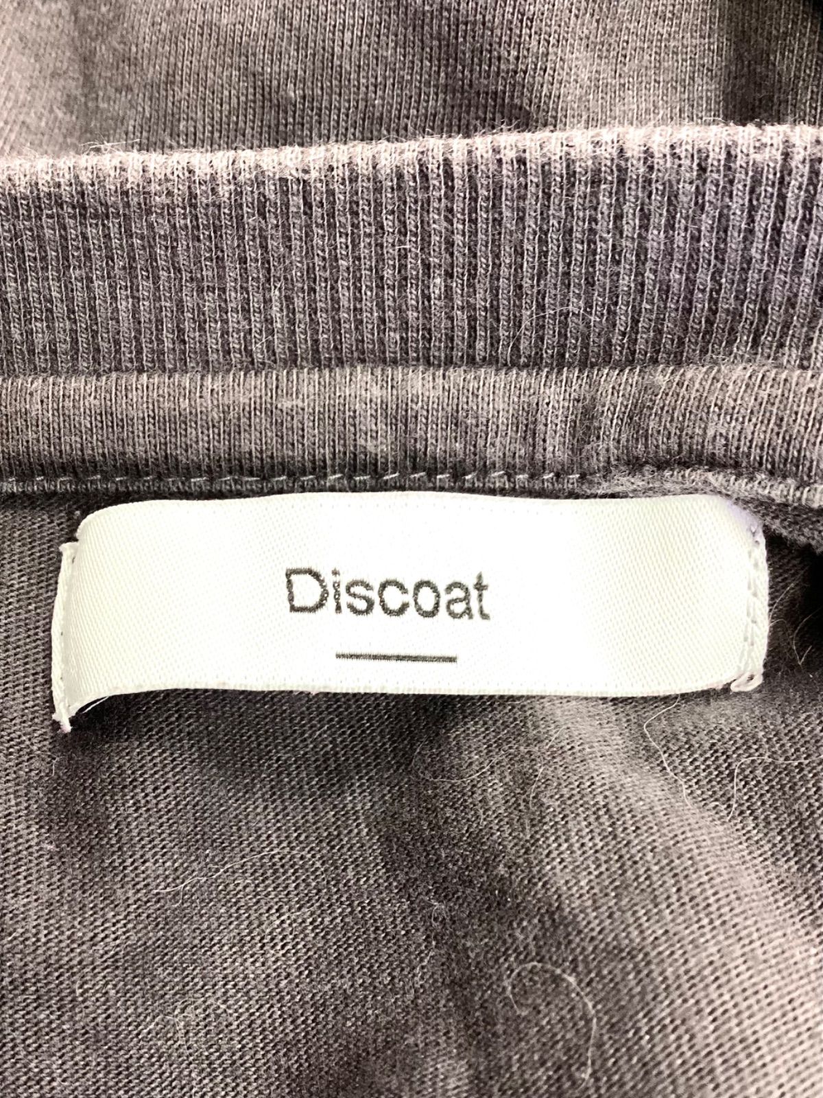 Discat ディスコート　半袖Tシャツ　ダークグレー　前英字プリントあり　レディース　Fサイズ