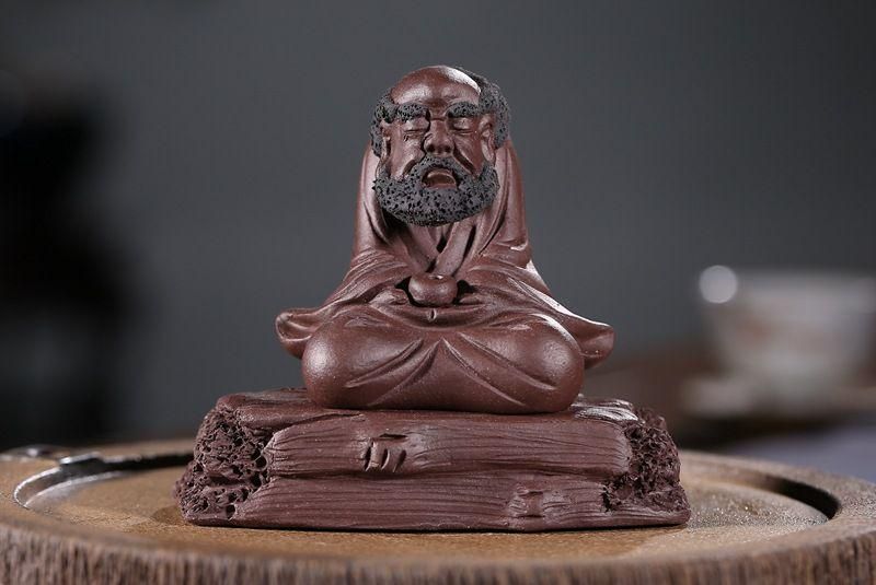 宜興紫砂 樹杭達磨 文玩茶盤 禅意茶道茶寵 装飾品 工芸品 置物