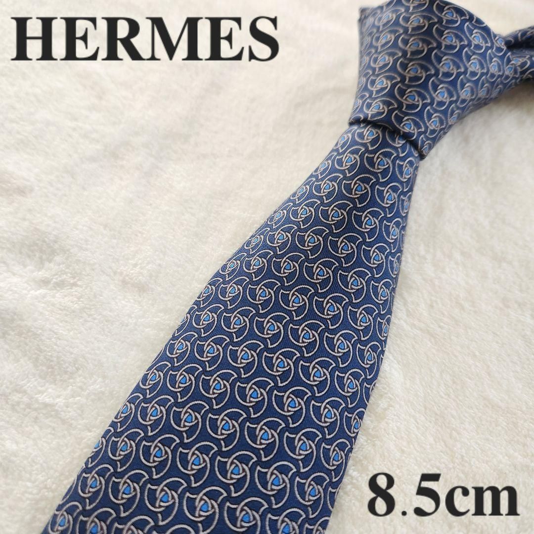 メンズ一覧m【HERMES】ハイブランドネクタイ☆風車☆紺青☆フランス