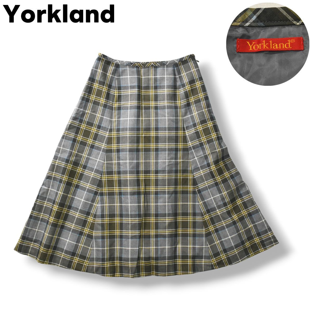 Yorkland ヨークランド スカート チェック柄 フレアひざ丈スカート 
