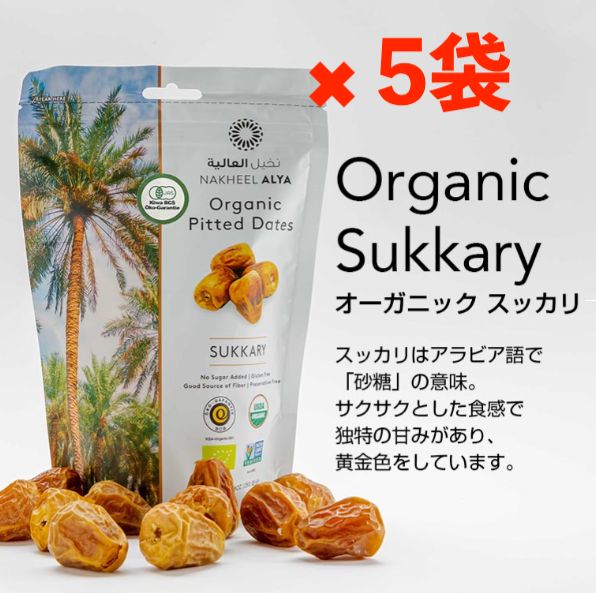 サウジアラビア産 日本??初上陸 ✅️ オーガニック デーツ 種無し 250g スッカリ種 ✕ 5袋 正規販売代理店