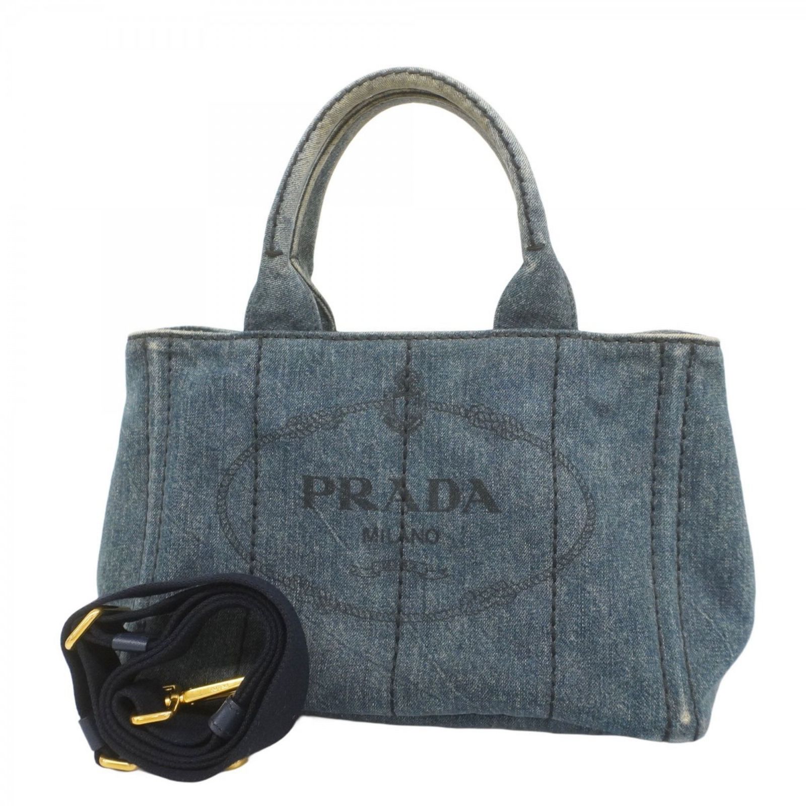 プラダ Prada プラダ トートバッグ カナパ デニム ブルー レディース