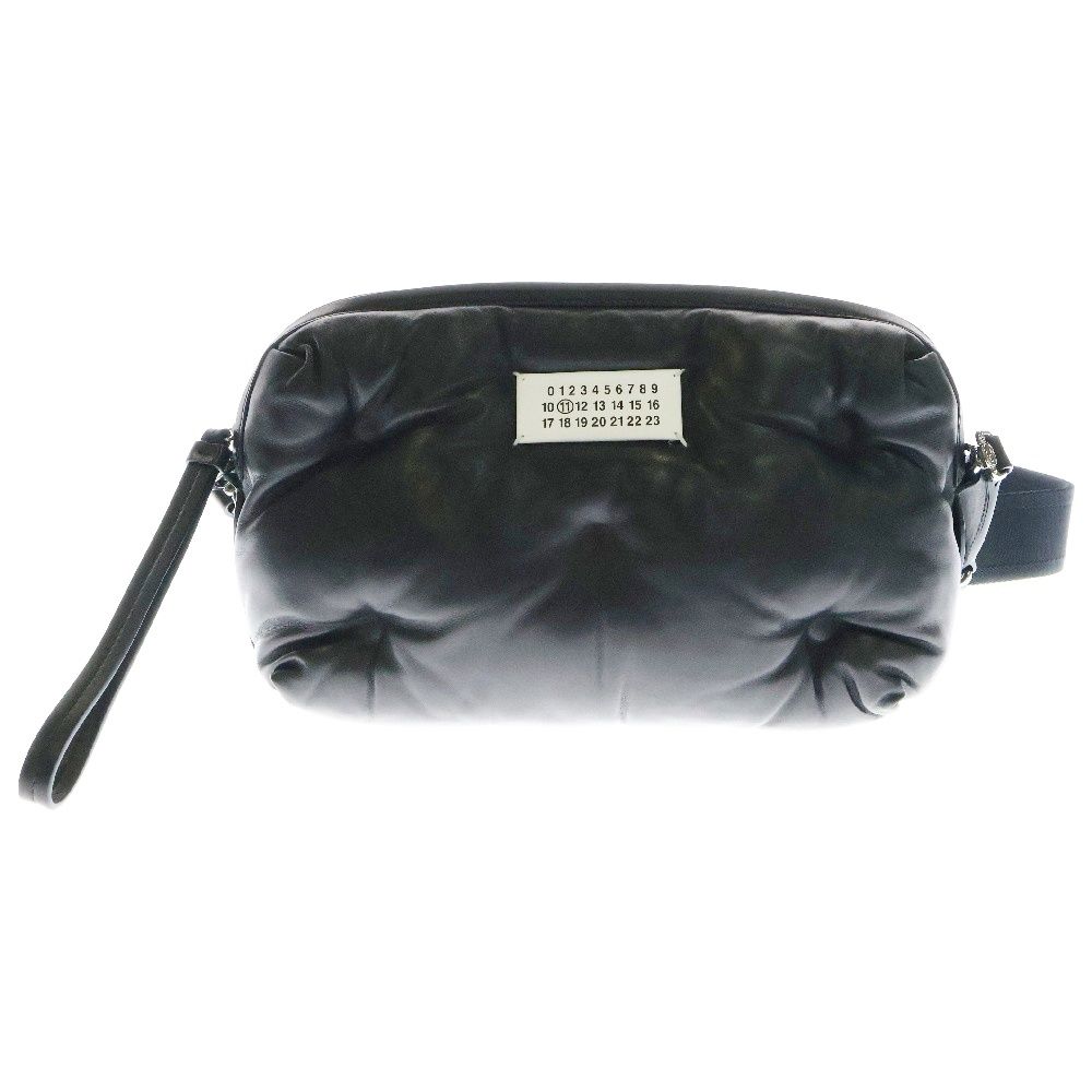 Maison Margiela 1 メゾンマルジェラ グラムスラム カメラバッグ クラッチバッグ セカンドバッグ カレンダータグ ブラック シルバー金具 レザー SB1WB0006