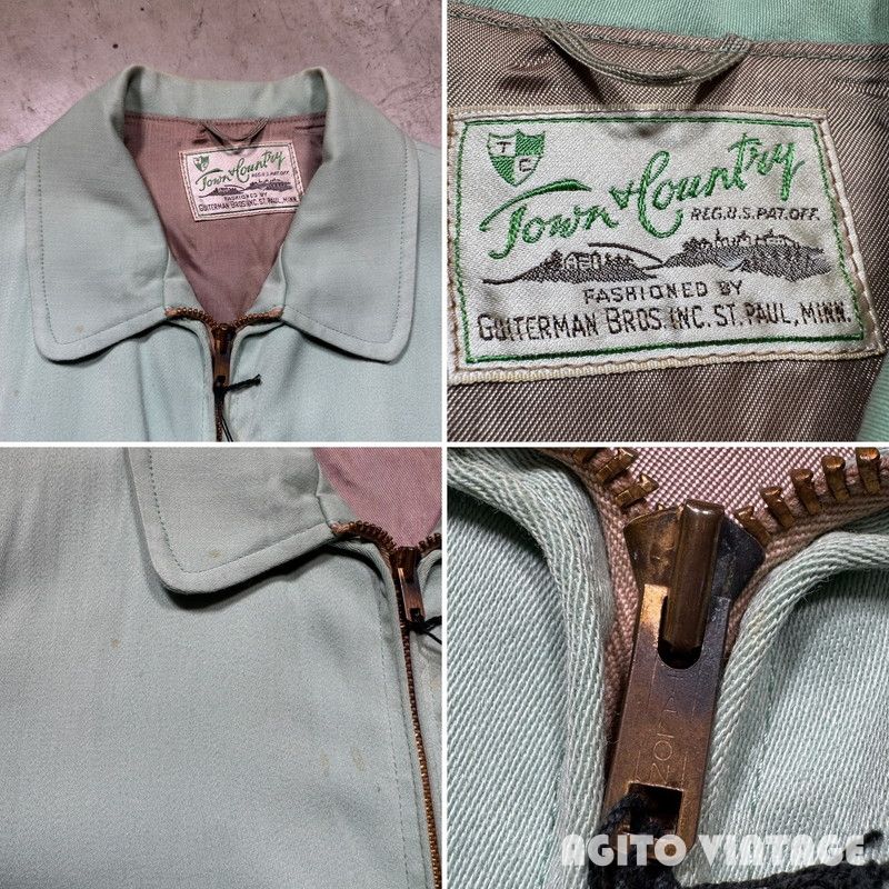 50s usa製レーヨン ギャバジンジャケットディープグリーン 50's GUITERMAN BROS INC. TOWN&COUNTRY ギャバジンジャケット