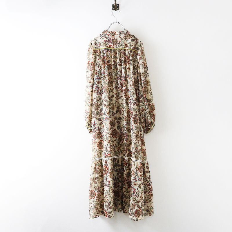 ハグオーワー HUG O WaR DEVEAUX フラワープリントワンピース 1 アイボリー レース ドレス シアー