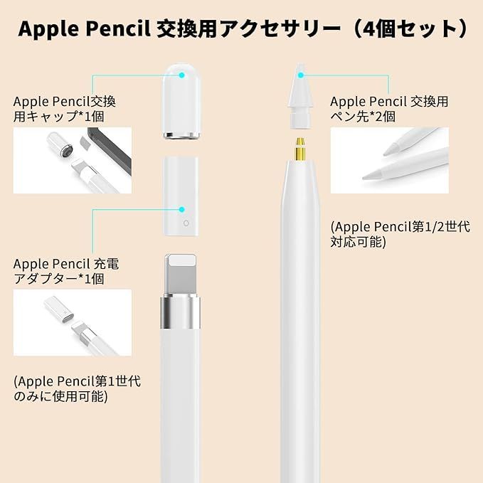 4個セット Apple Pencil 充電アダプター 交換用ペン先/キャップ ...