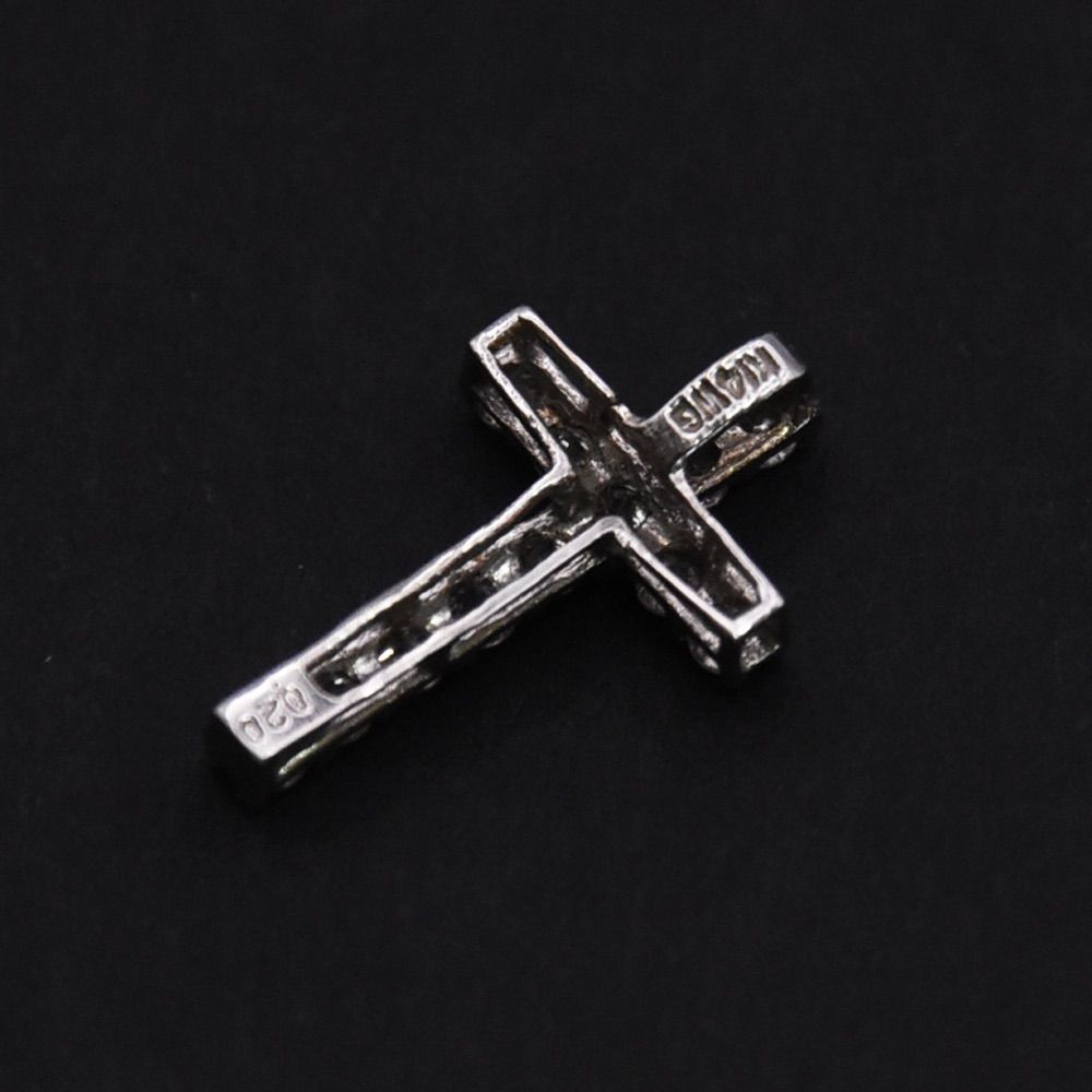 k14WGの十字架ペンダントネックレス(^^) K14WG 0.2ct ダイヤモンド ペンダントトップ クロス 十字架 0.3g