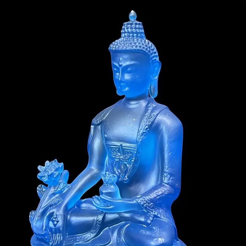 チベット薬師如来像、青い樹脂工芸品、家庭および寺院の装飾 チベット薬師如来像、青い樹脂工芸品、家庭および寺院の装飾