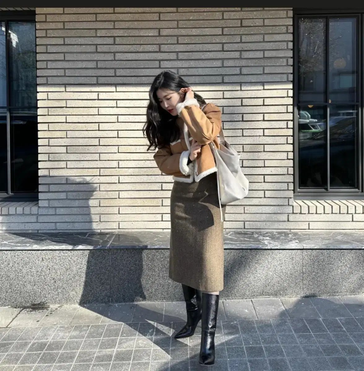 アビエムア ヘリンボーン スカート