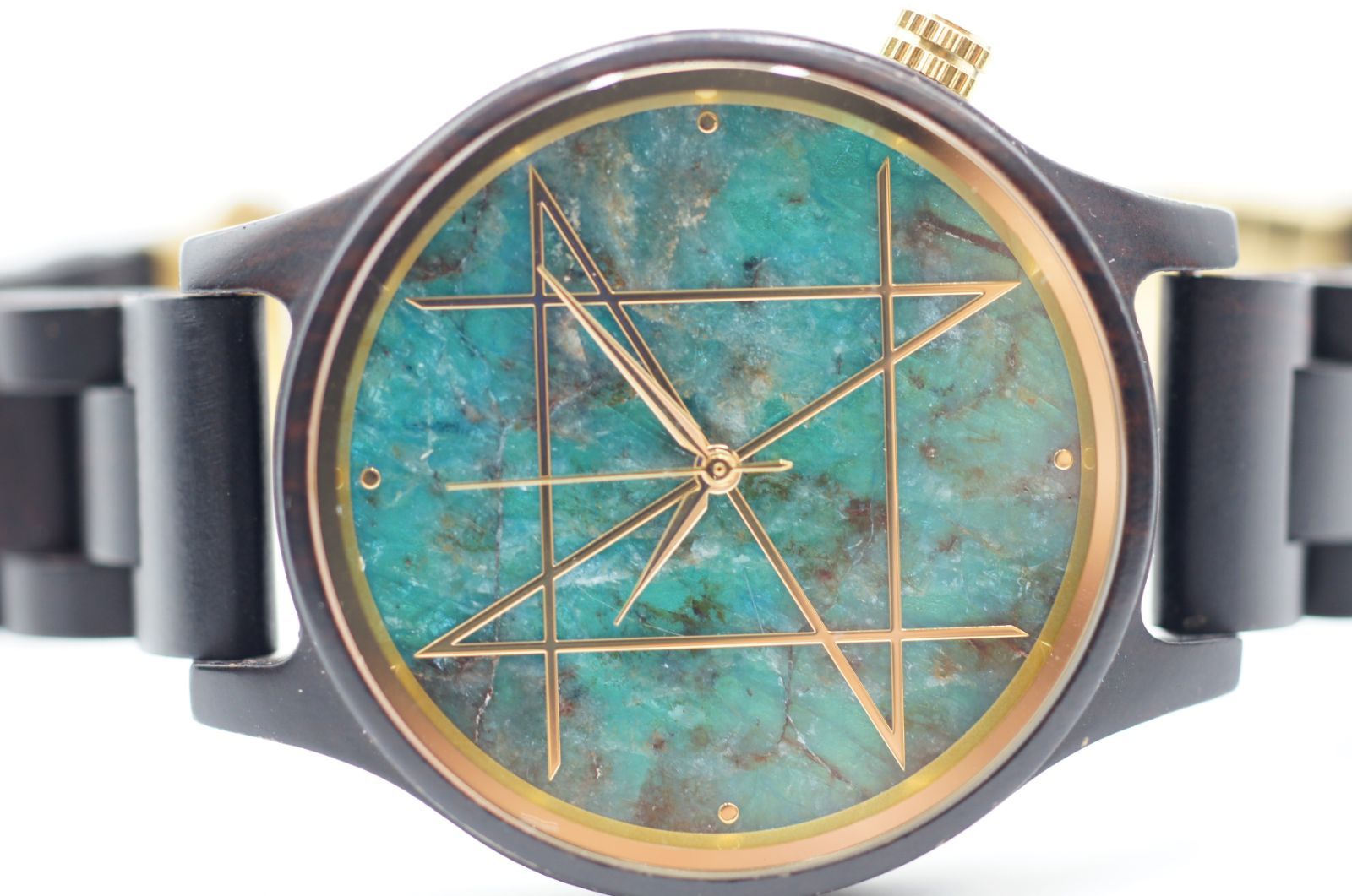 人気定番，SALE】 NOZ 腕時計 ブルーグリーンアパタイト 木製(エボニー)