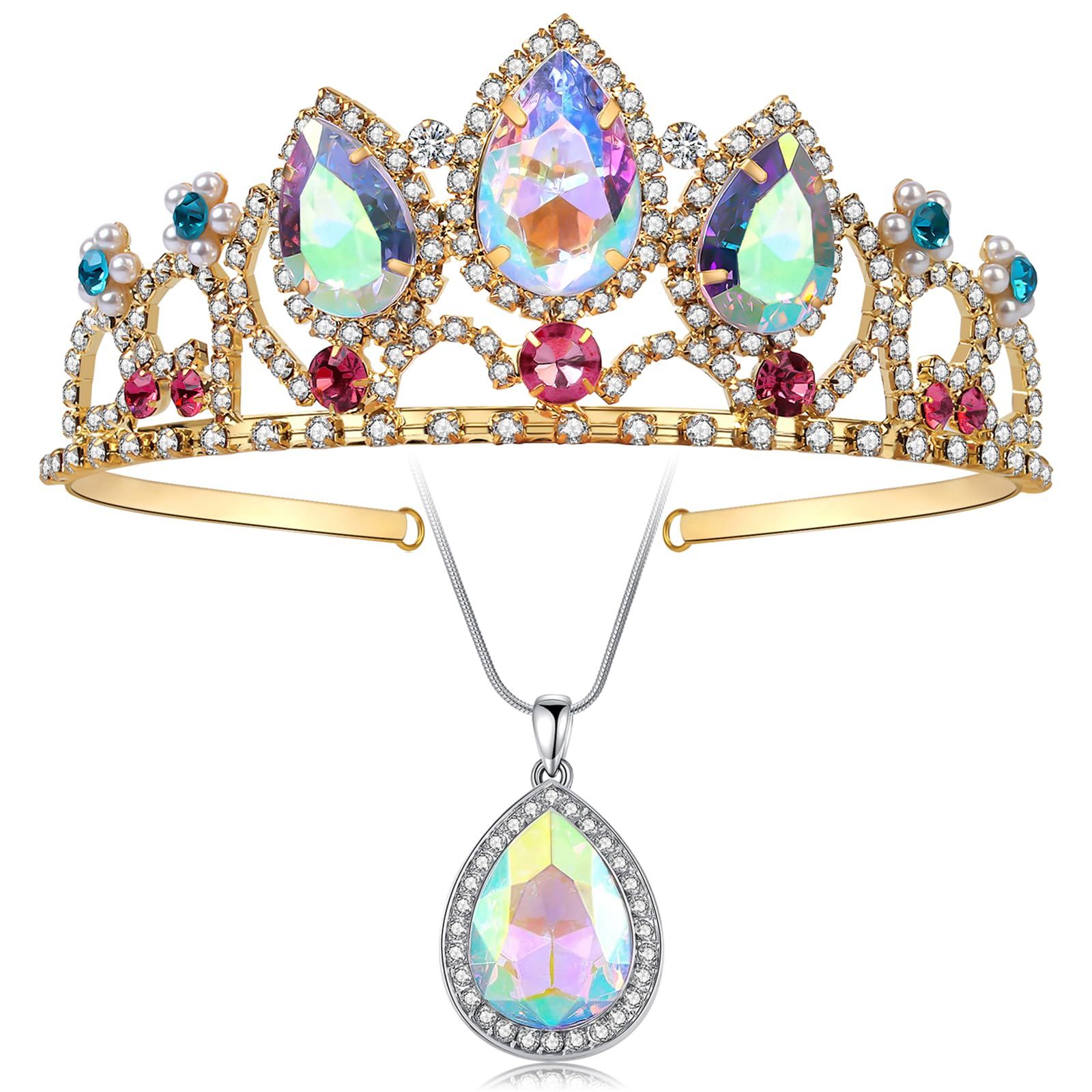 プリンセス クラウン ハロウィン コスプレ スパークル ゴールド クラウン クリスタル ヘア ティアラ コスチューム アクセサリー レディース ガール プリンセス クラウン ハロウィン コスプレ スパークル ゴールド