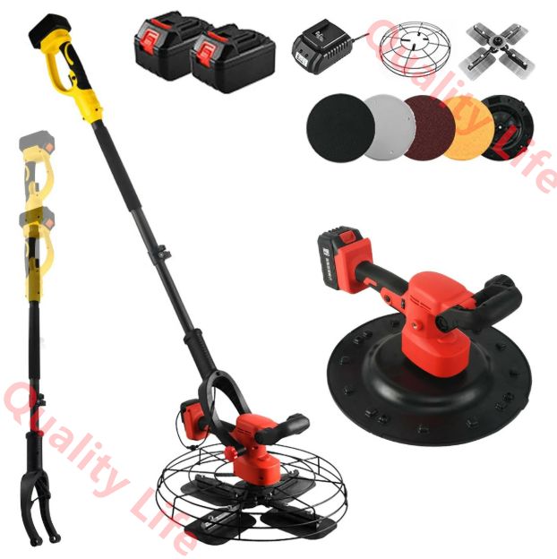 充電式トロウェル 電動トロウェル 電池後部搭載-新しい設計 コンクリート研磨機 ポリッシャー 電動サンダー 45cm大直径 6速調整 延長ロッド 電気サンダー こて ウォールサンダ ドライウォールサンダー 左官 土間 壁面平滑化 2個-15莭電池