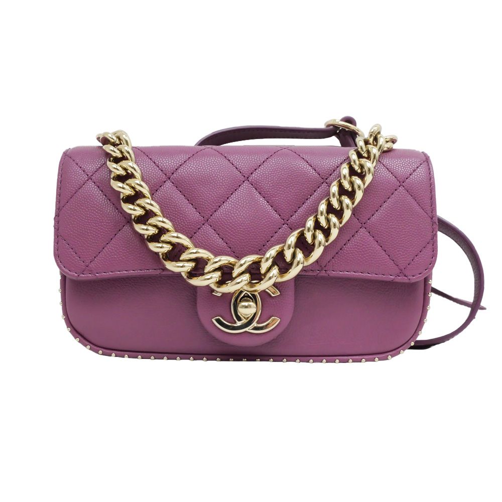 VINTAGE●CHANEL●シャネル パープル チェーン ショルダーバッグ 名東】【CHANEL】シャネル 2WAY チェーンショルダーバッグ
