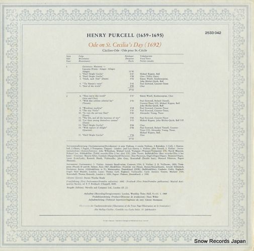 【中古】「非常に良い」［CD］Ode on St. Caecilia's Day Amazon.co.jp: Purcell;Ode for St Cecilia's D: ミュージック