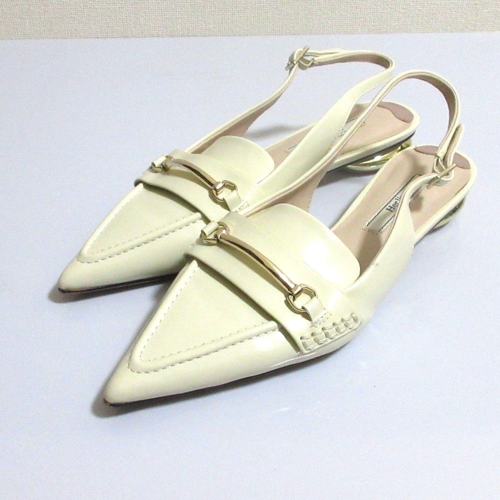 her lip to スリングバックサンダル　サイズ38 ホワイト 良品 Her lip to ハーリップトゥ Bit Slingback Mules ポイン