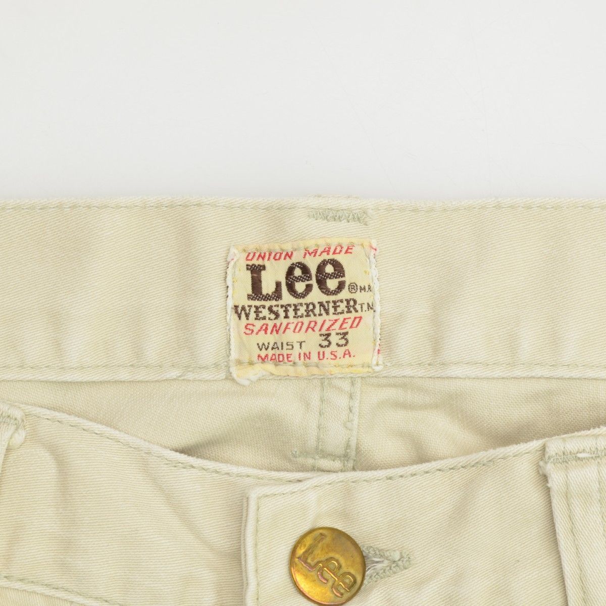 ゴ*男様 60s Lee sures W32 ベージュ　美品 LEE】60s～ WESTERNER 100-Z コットンサテン 片耳パンツ - メルカリ