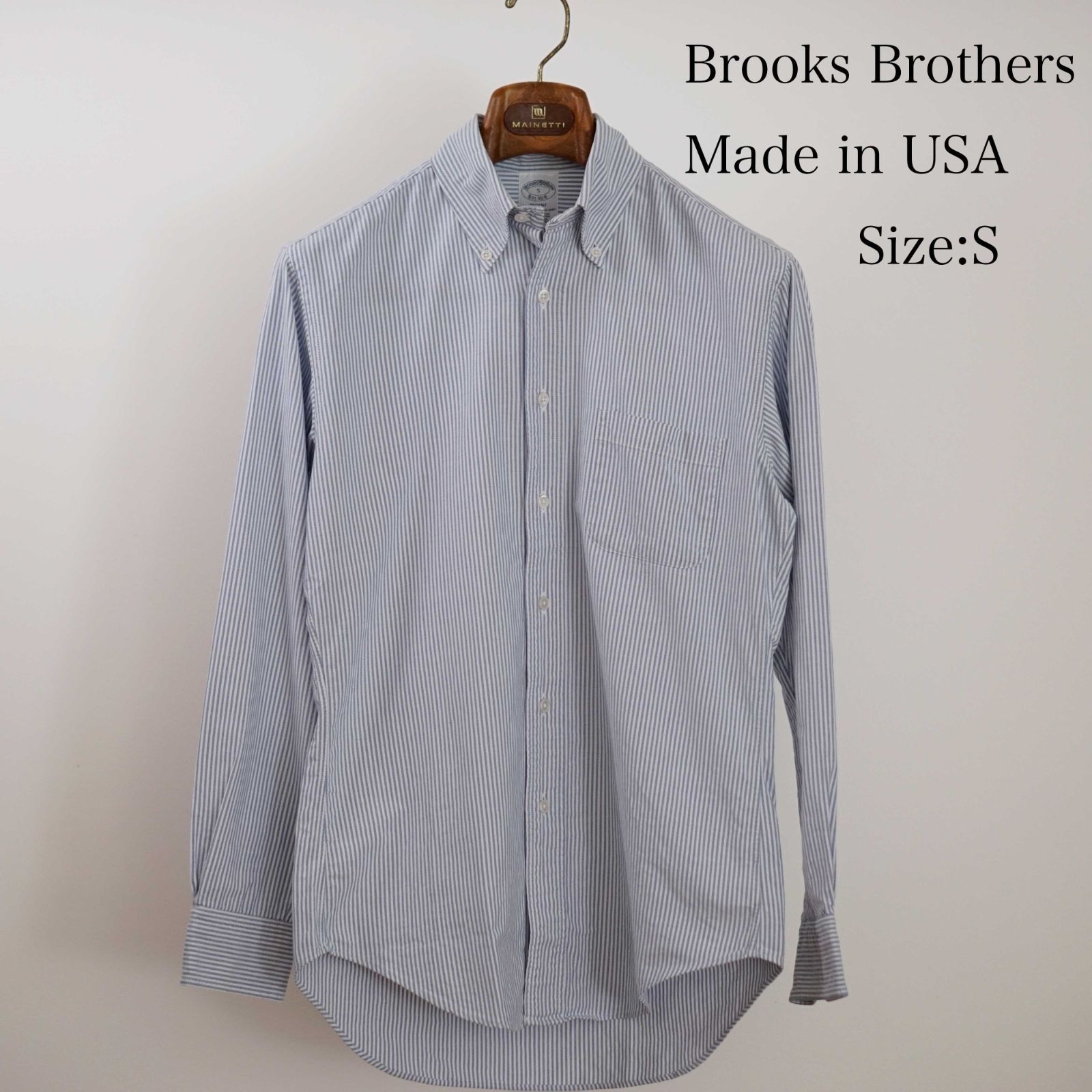 Brooks Brothers ブルックスブラザーズ アメリカ製 Oxford ボタンダウンシャツ Size S Col Blue x White ストライプ