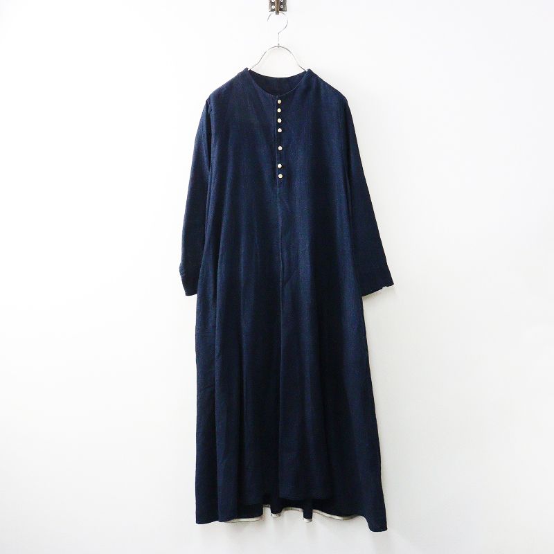 定価3.3万 2025AW パラスパレス pal las palace インディゴガーゼボトル襟フ ーワンピース 0 ネイビー┃染色 2400014647211