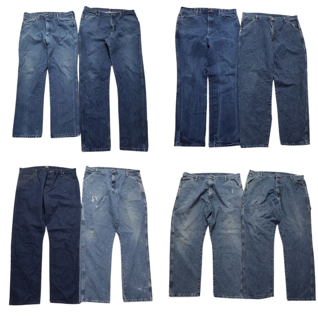 古着卸 まとめ売り Wrangler ラングラー パンツ 8枚セット メンズ 38 |40 ペインター フェード コインポケット 古着 NC1350