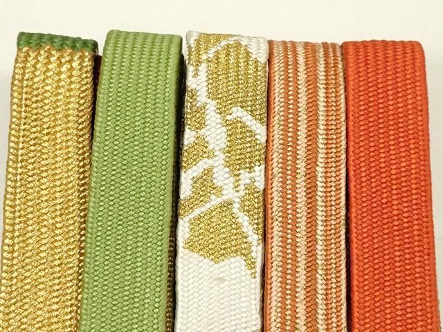 平和屋着物●和装小物 上質な帯締め5本セット 高麗組 刺繍 三分金糸 五分金糸 さんび ♥ AABB7078ay