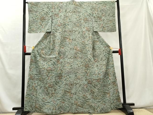 平和屋着物□上質な小紋 型染め 風景枝花文 正絹 逸品 AAAY1010cs  