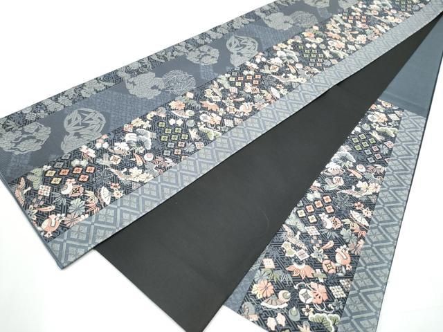平和屋着物○六通柄袋帯 宝彩唐織 宝尽くし飛鶴花文
